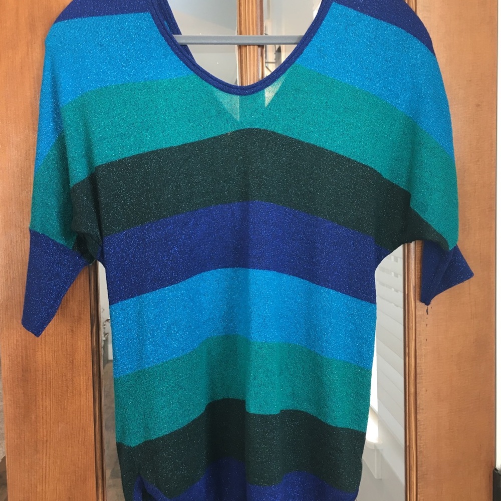 EXPRESS color block, shimmer, v-neck sweater.